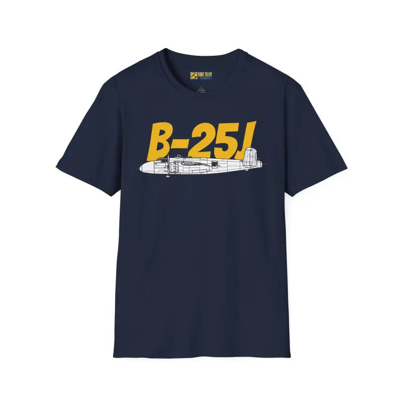 B-25J (8-Gun Nose) Side Profile T-Shirt – WWII Gunship Bomber Tee - Pilot gifts - warbird t-shirt