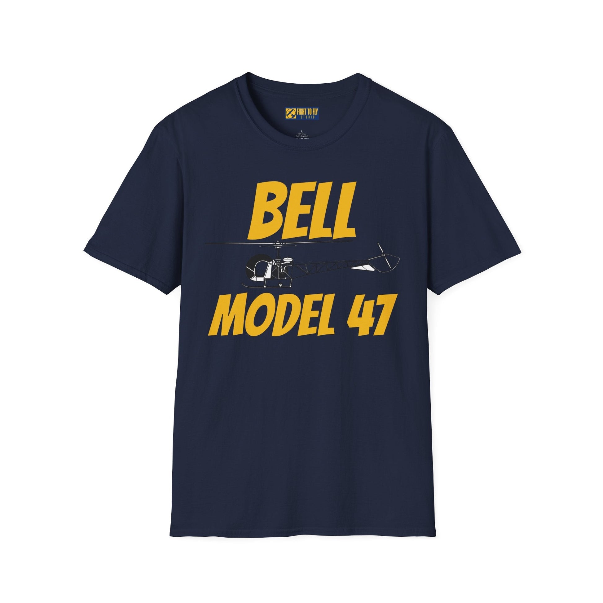 Bell 47 Side Profile T-Shirt – Classic Bubble Canopy Helicopter Tee - Gifts for pilots - Aviation apparel