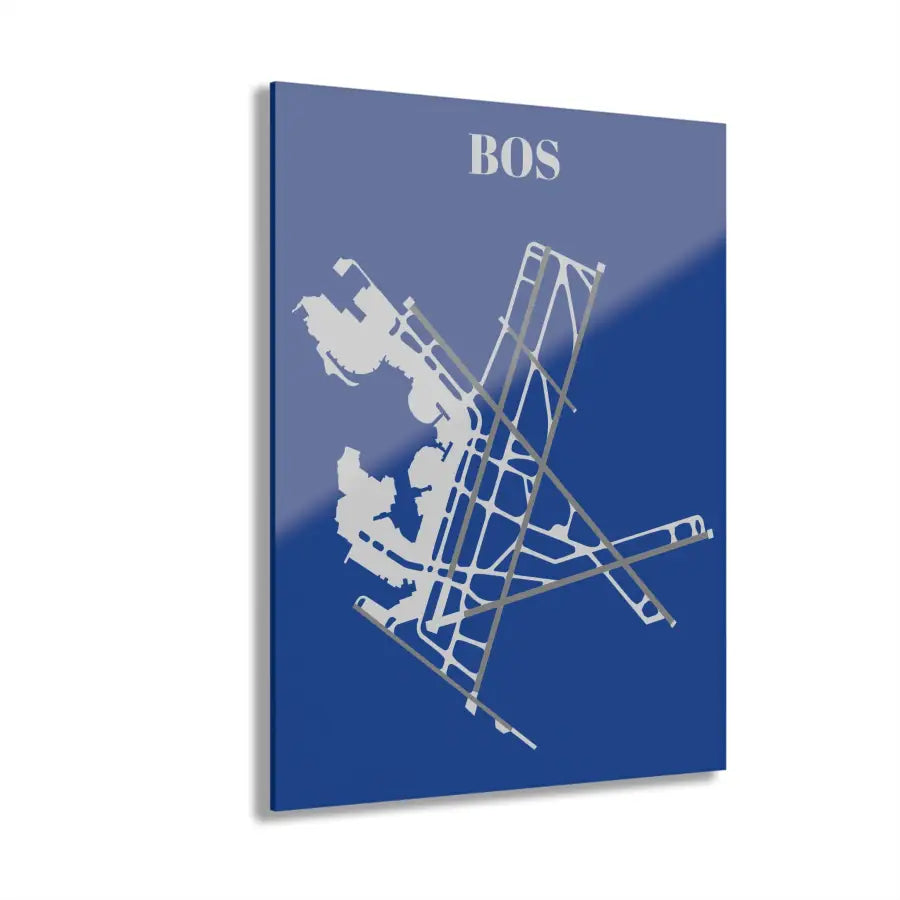 BOS - Boston Logan International Acrylic Print - Home Decor - Gifts for pilots - Aviation apparel