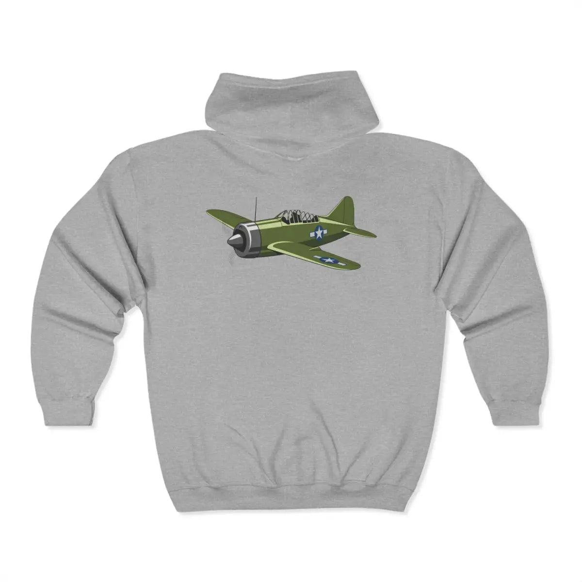 Brewster Buffalo Full Zip Hoodie - Pilot gifts - WWII warbird t-shirt