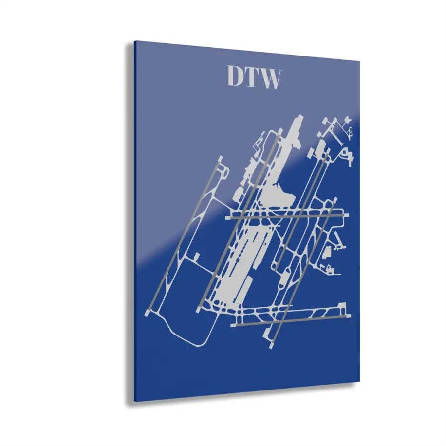 DTW - Detroit Metropolitan Wayne County Acrylic Print - Home Decor - Pilot gifts - WWII warbird t-shirt