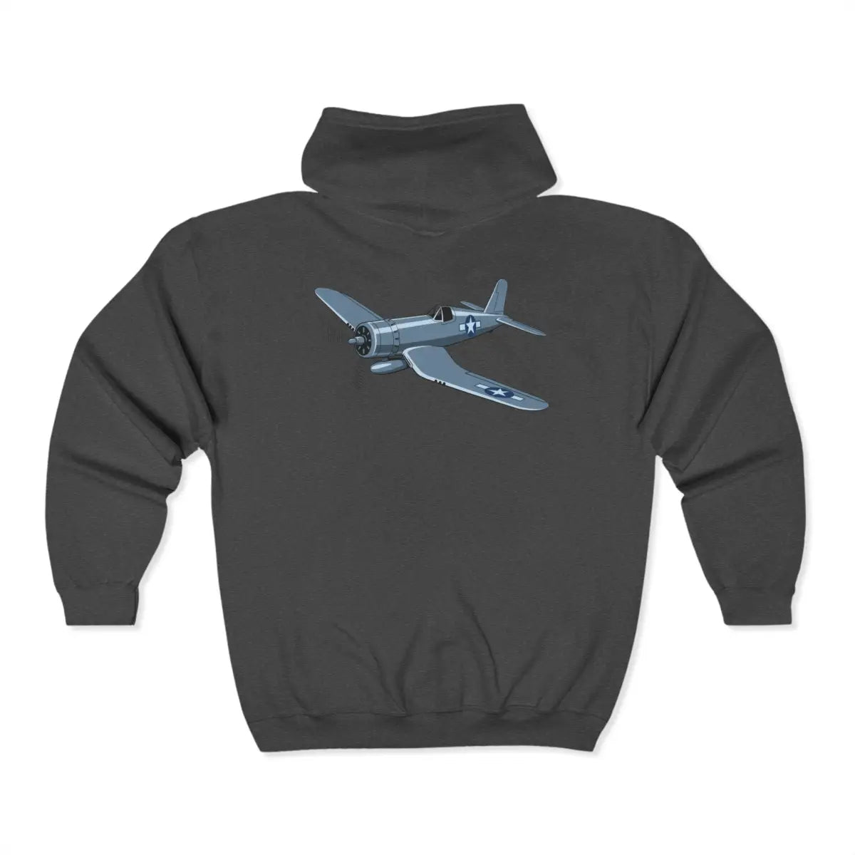 F4U Corsair Full Zip Hoodie - Pilot gifts - WWII warbird t-shirt