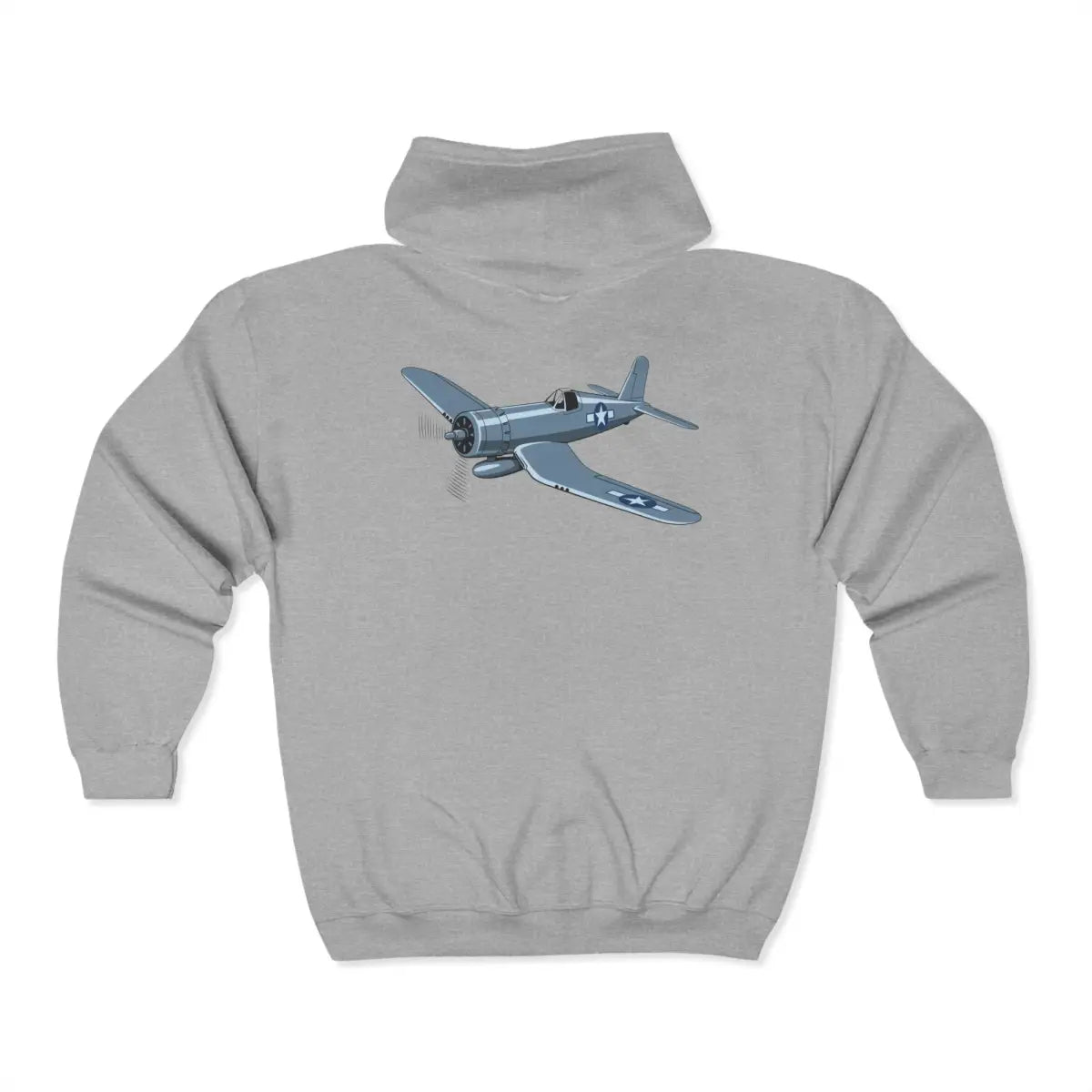 F4U Corsair Full Zip Hoodie - Pilot gifts - WWII warbird t-shirt