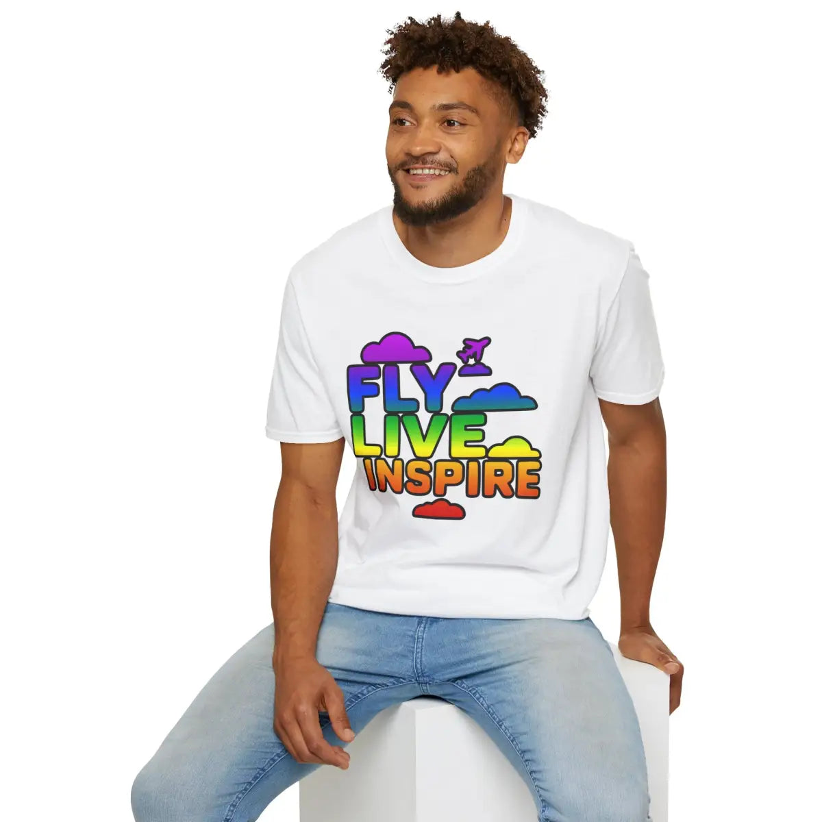 Fly Live Inspire - Plane and Clouds - T-Shirt - Pilot gifts - WWII warbird t-shirt