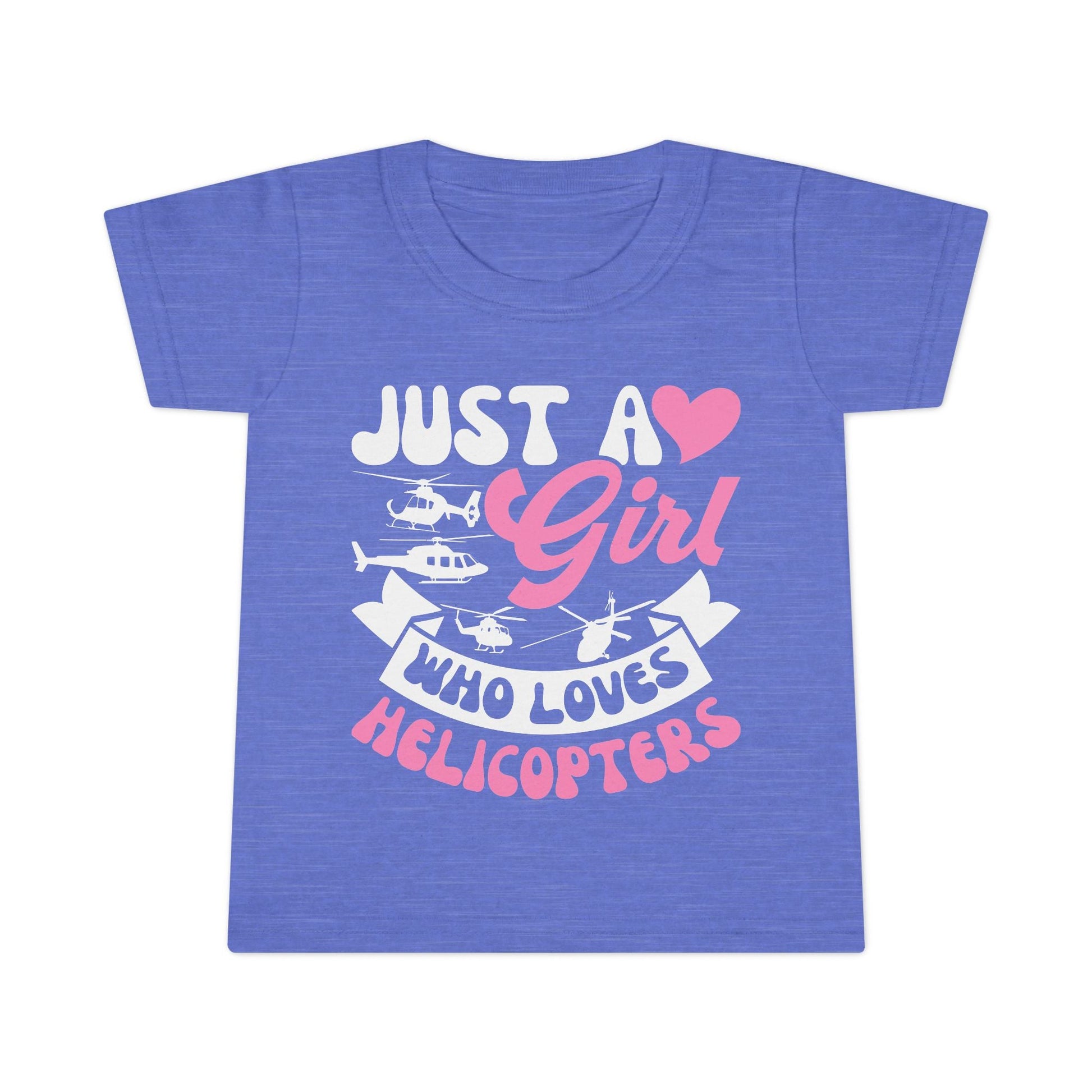 Just a Girl Who Loves Helicopters Toddler T-Shirt Cute Kids Tee - Heather Royal / 4T - clothes