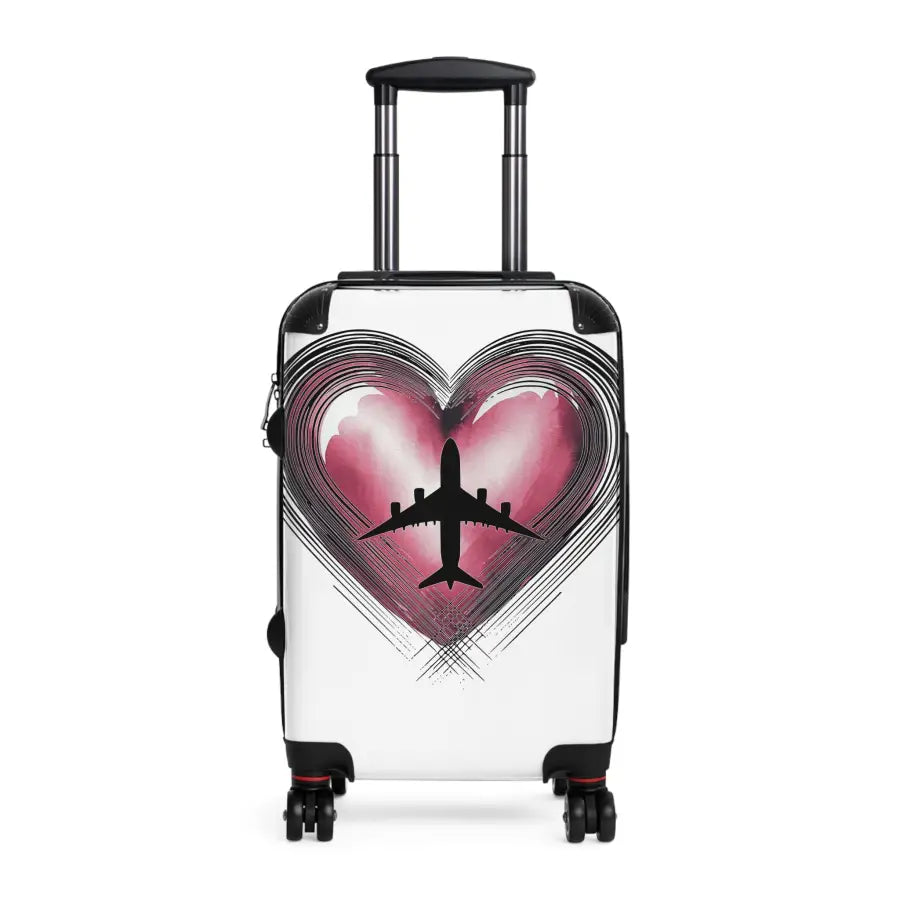 Love Travel Suitcase with Airplane Heart Design - Bags - Pilot gifts - WWII warbird t-shirt