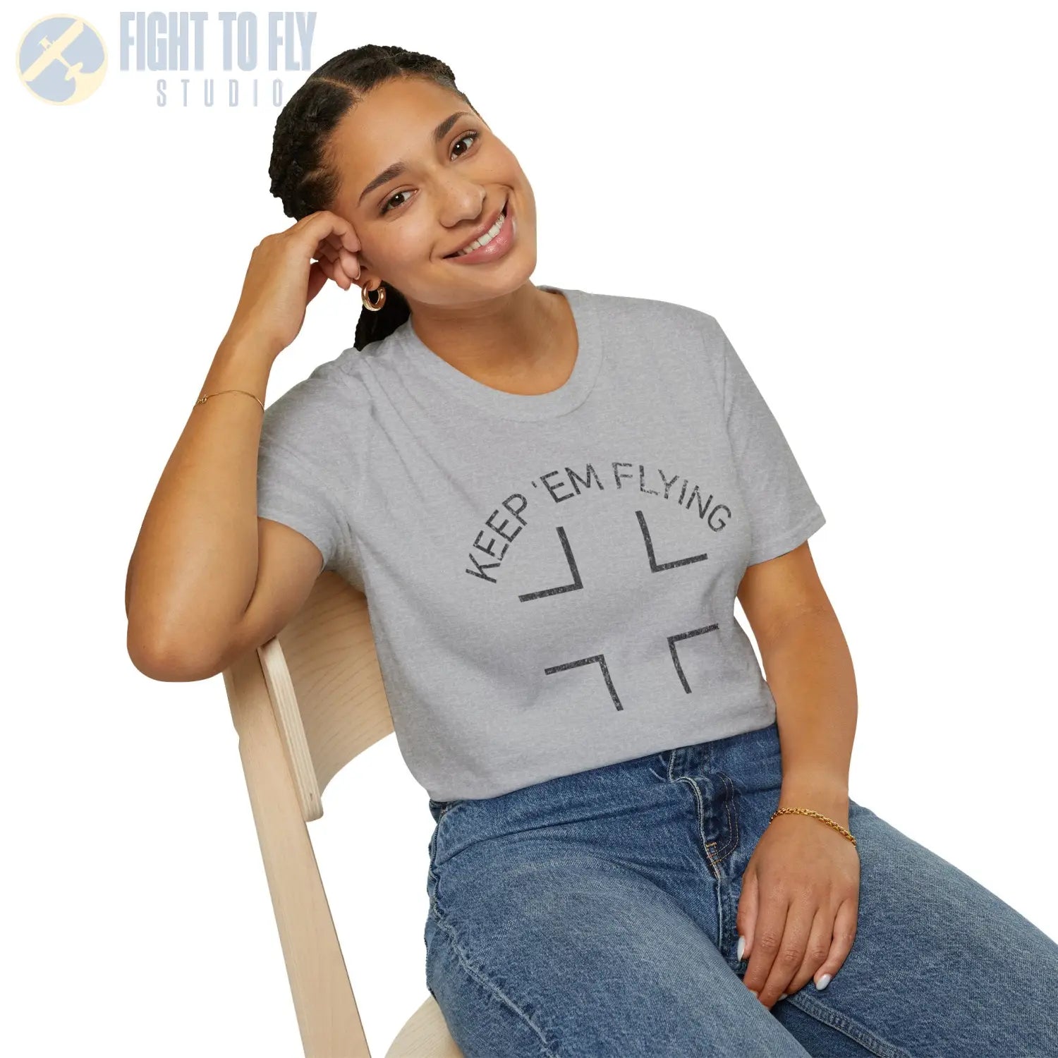 Luftwaffe Balkenkreuz “Keep ’Em Flying” Upper Wing Variant - T-Shirt - Pilot gifts - WWII warbird t-shirt
