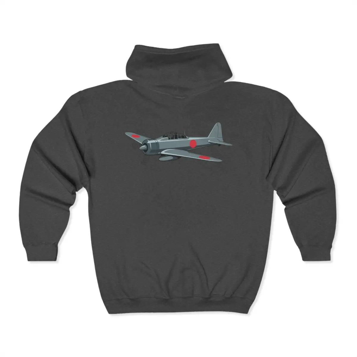 Mitsubishi A6M ’Zero’ Full Zip Hoodie - Pilot gifts - WWII warbird t-shirt