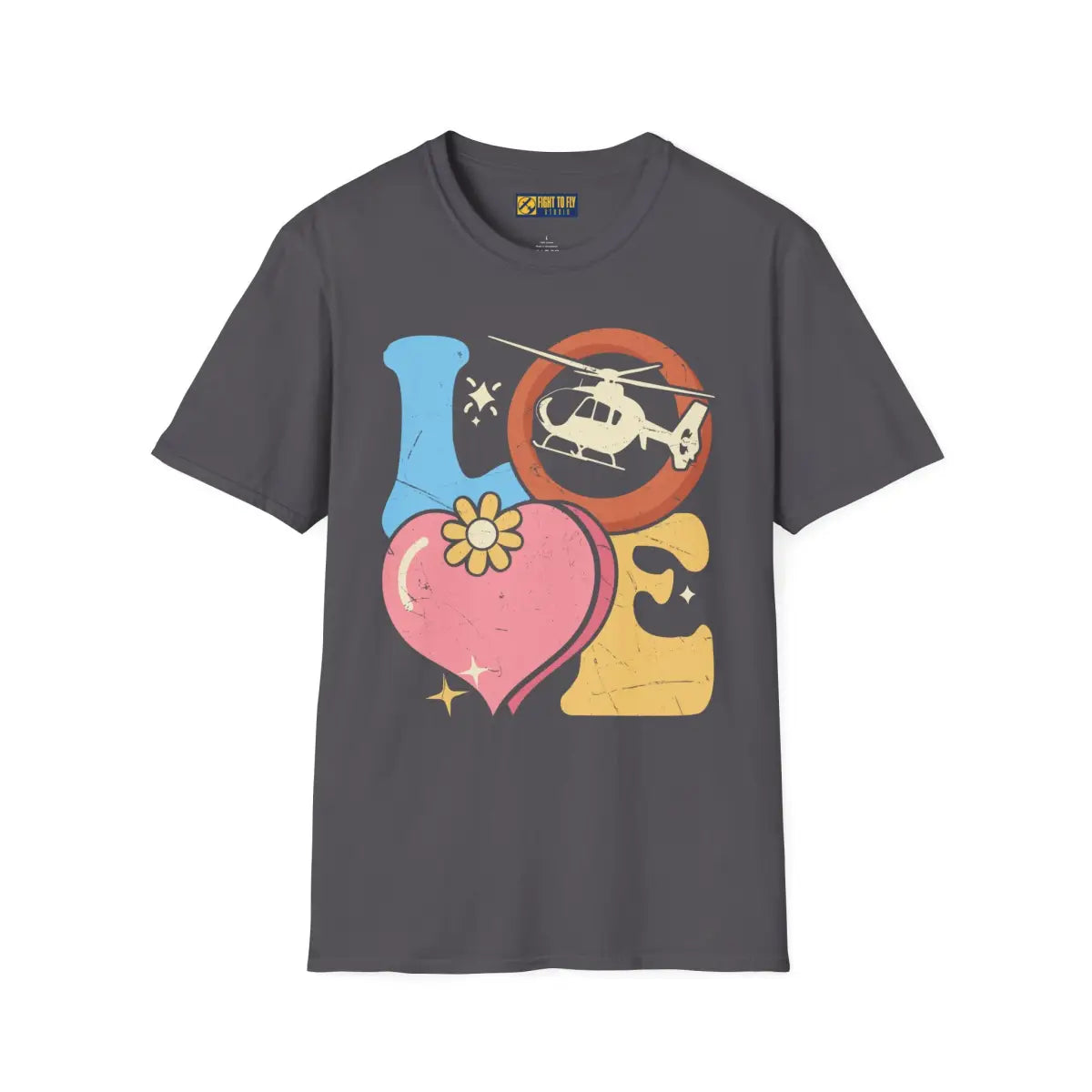 Retro Helicopter Love T-Shirt - Gifts for pilots - Aviation apparel