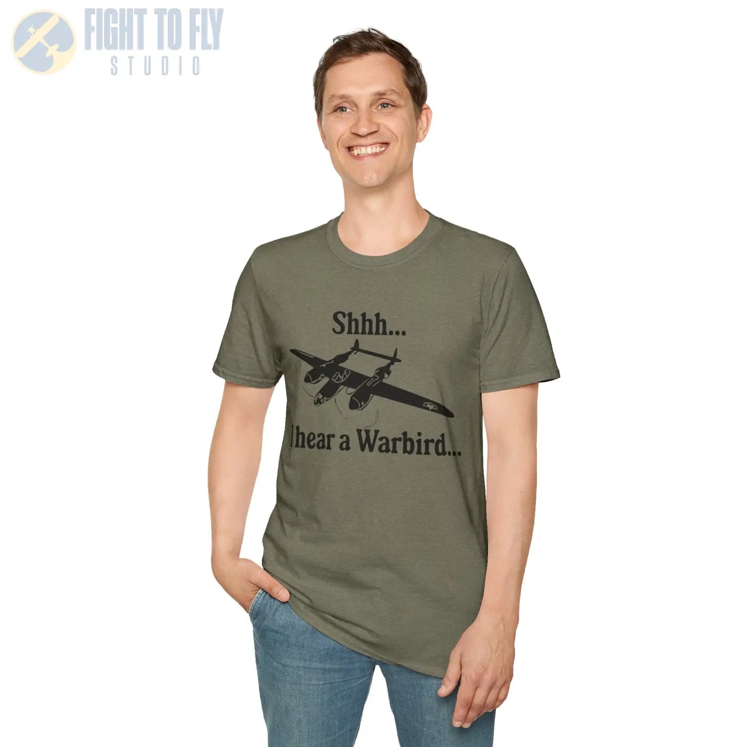 Shhh... I Hear a Warbird - P-38 - T-Shirt - Pilot gifts - WWII warbird t-shirt