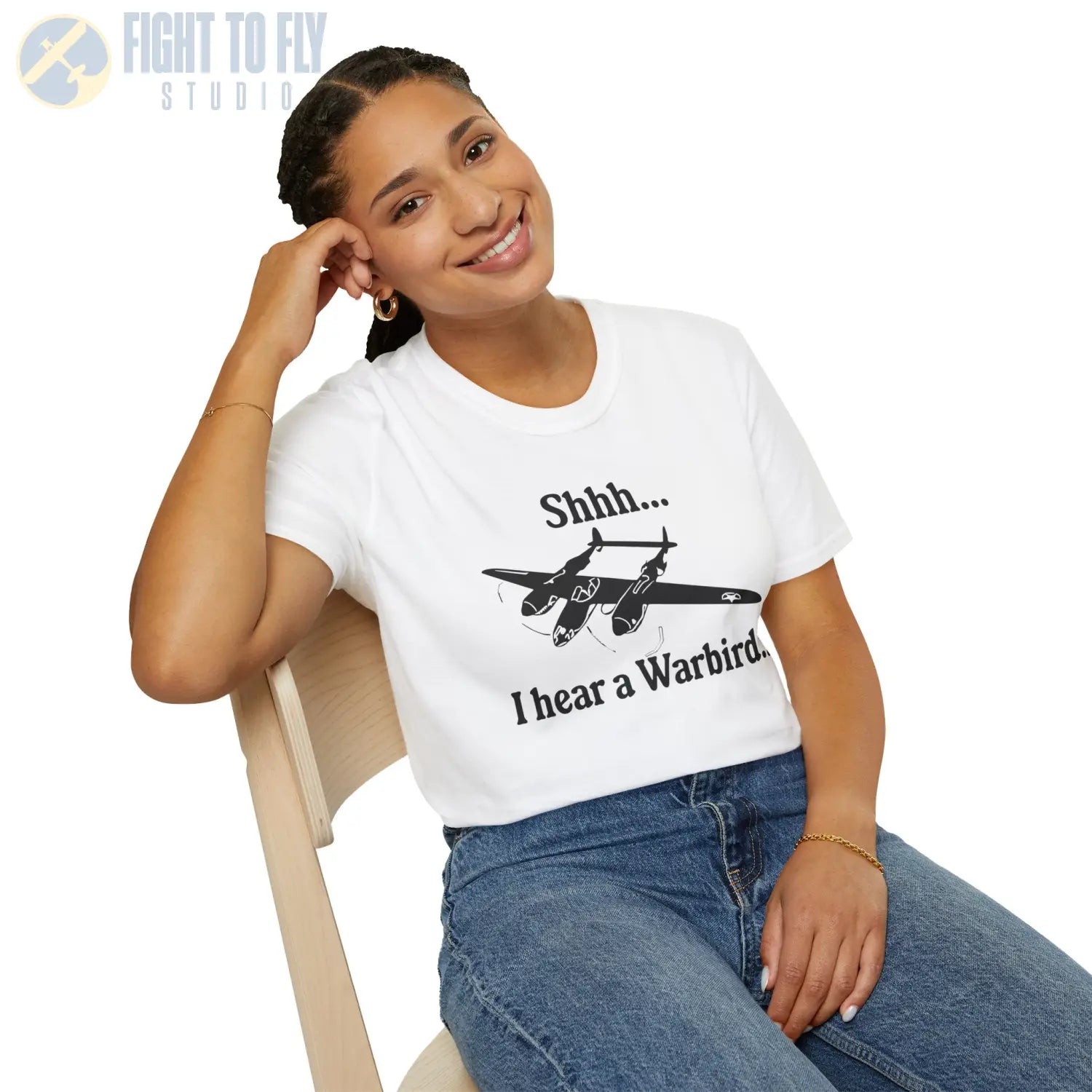 Shhh... I Hear a Warbird - P-38 - T-Shirt - Pilot gifts - WWII warbird t-shirt