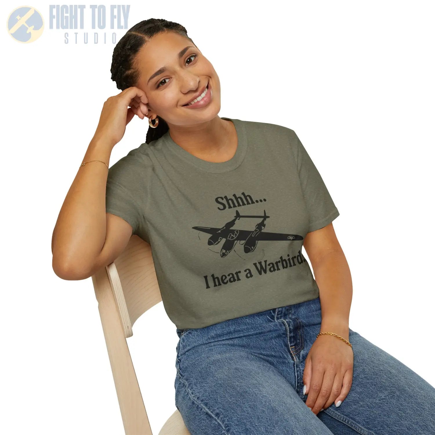 Shhh... I Hear a Warbird - P-38 - T-Shirt - Pilot gifts - WWII warbird t-shirt