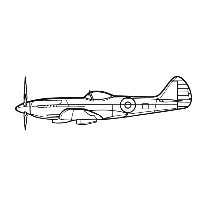 Spitfire XIV Die Cut Metal Wall Art - Sign - Pilot gifts - WWII warbird t-shirt