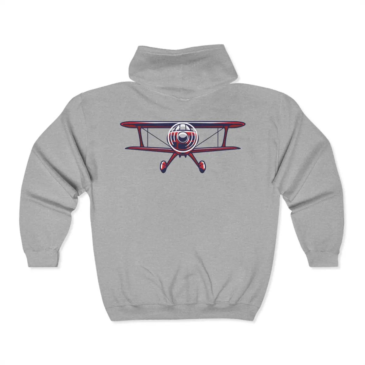 Sporty Biplane Full Zip Hoodie - Pilot gifts - WWII warbird t-shirt