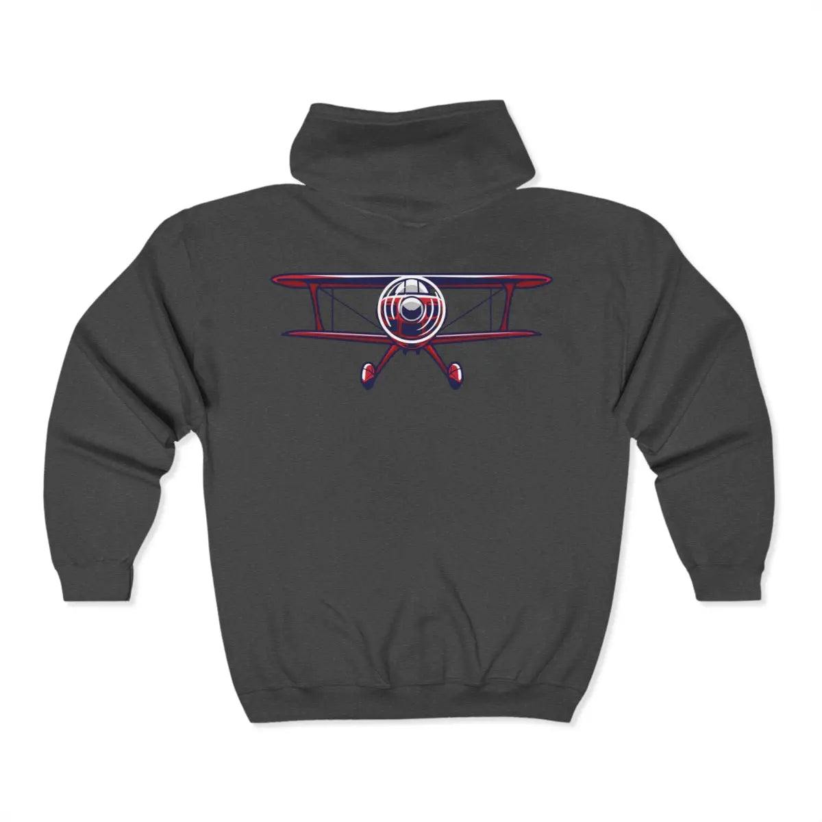 Sporty Biplane Full Zip Hoodie - Pilot gifts - WWII warbird t-shirt