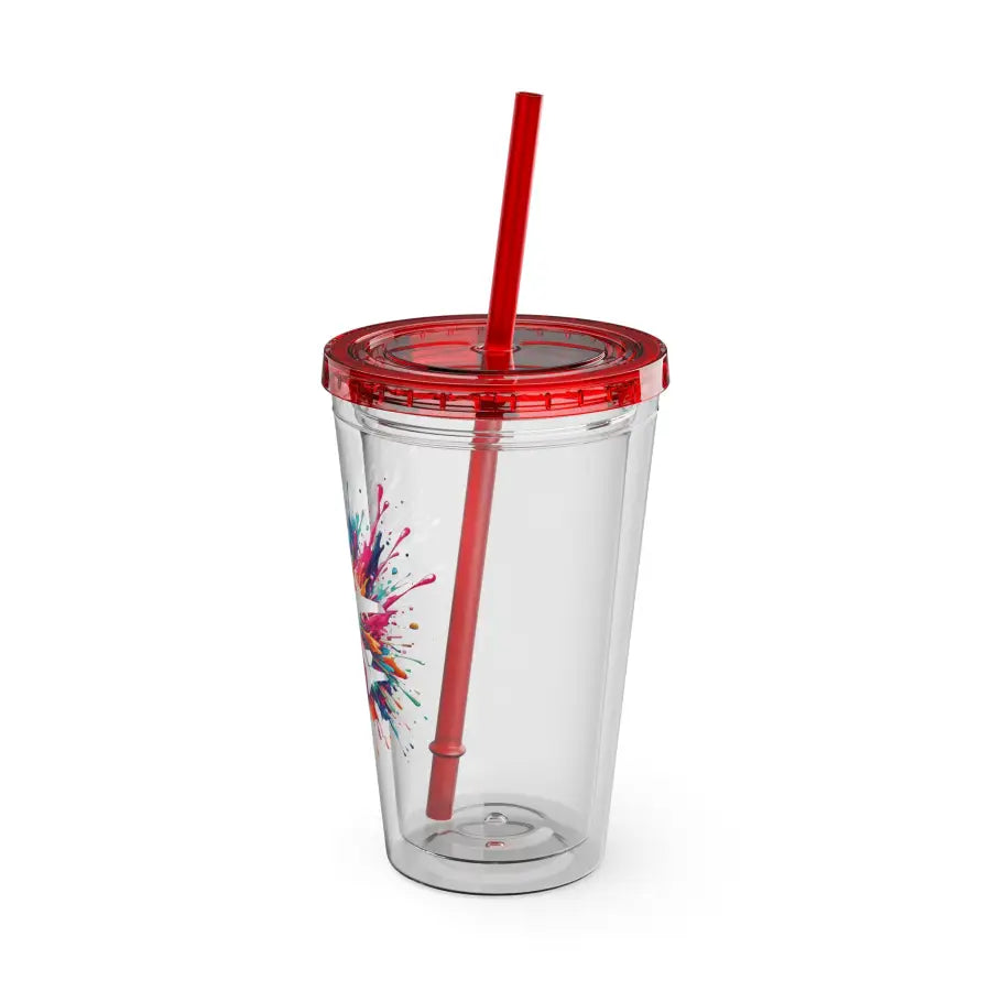 Sunsplash 16oz Tumbler with Straw - Colorful Drinkware for Summer Fun Ideal Gift Parties and Outdoor Activities - Mug