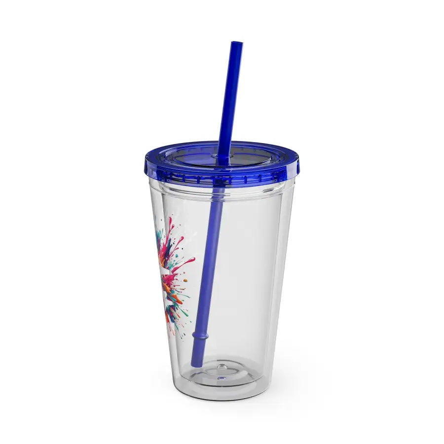 Sunsplash 16oz Tumbler with Straw - Colorful Drinkware for Summer Fun Ideal Gift Parties and Outdoor Activities - Mug