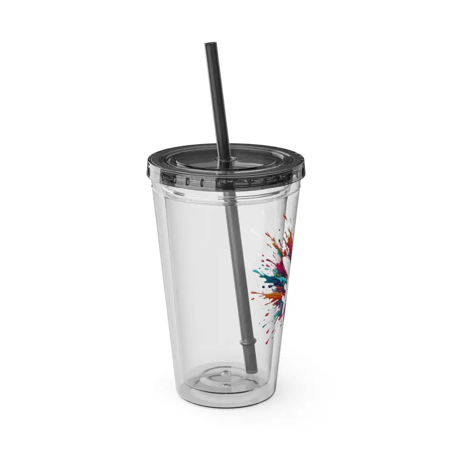 Sunsplash 16oz Tumbler with Straw - Colorful Drinkware for Summer Fun Ideal Gift Parties and Outdoor Activities - Mug