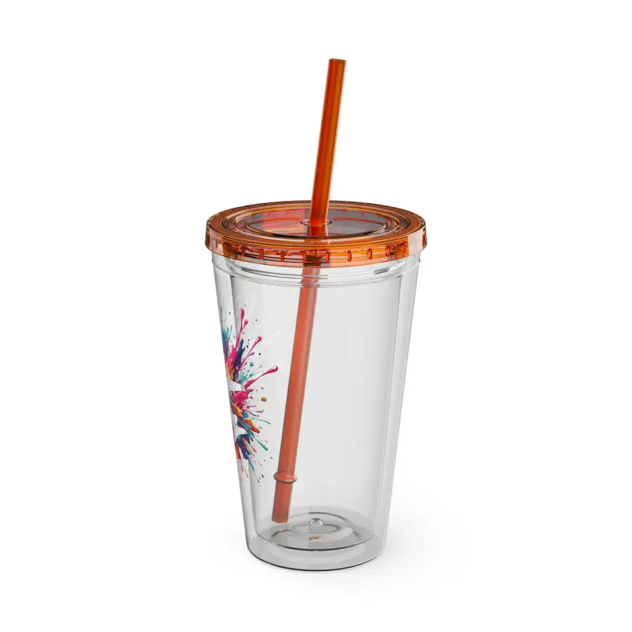 Sunsplash 16oz Tumbler with Straw - Colorful Drinkware for Summer Fun Ideal Gift Parties and Outdoor Activities - Mug