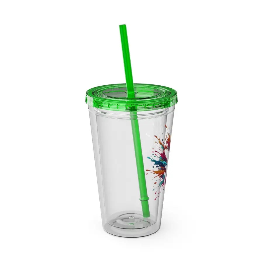 Sunsplash 16oz Tumbler with Straw - Colorful Drinkware for Summer Fun Ideal Gift Parties and Outdoor Activities - Mug