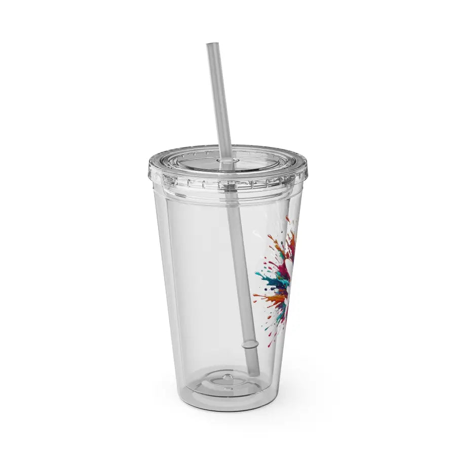 Sunsplash 16oz Tumbler with Straw - Colorful Drinkware for Summer Fun Ideal Gift Parties and Outdoor Activities - Mug