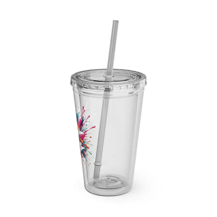 Sunsplash 16oz Tumbler with Straw - Colorful Drinkware for Summer Fun Ideal Gift Parties and Outdoor Activities - Mug