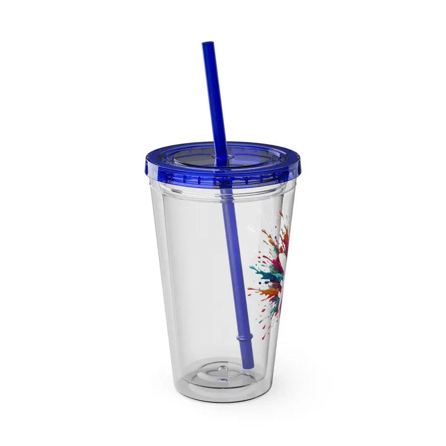 Sunsplash 16oz Tumbler with Straw - Colorful Drinkware for Summer Fun Ideal Gift Parties and Outdoor Activities - Mug