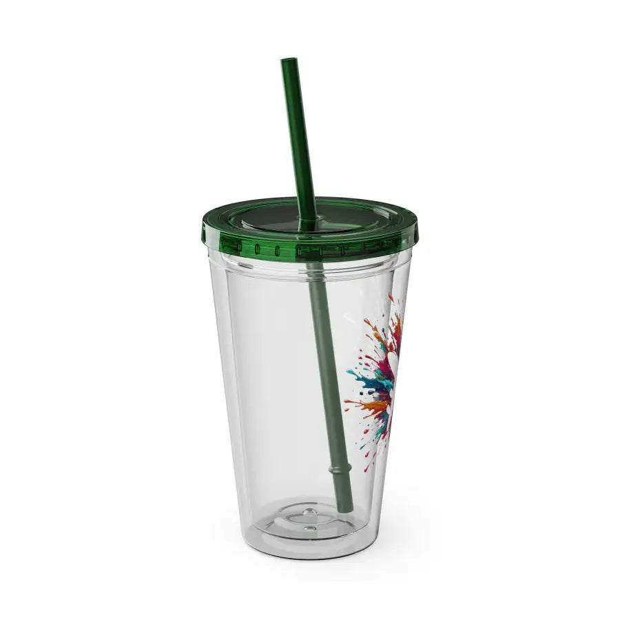 Sunsplash 16oz Tumbler with Straw - Colorful Drinkware for Summer Fun Ideal Gift Parties and Outdoor Activities - Mug