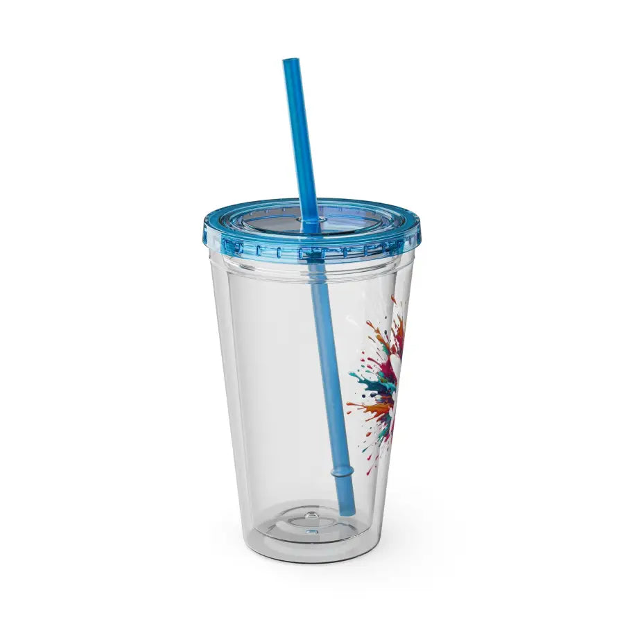 Sunsplash 16oz Tumbler with Straw - Colorful Drinkware for Summer Fun Ideal Gift Parties and Outdoor Activities - Mug