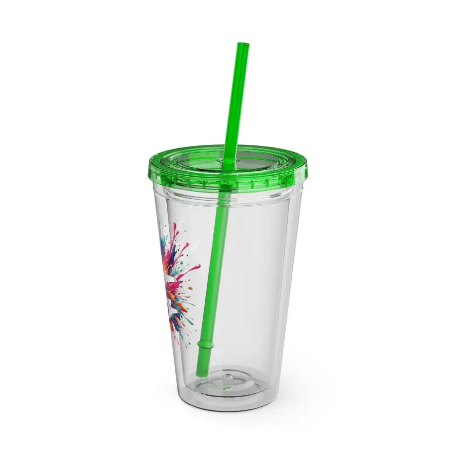 Sunsplash 16oz Tumbler with Straw - Colorful Drinkware for Summer Fun Ideal Gift Parties and Outdoor Activities - Mug