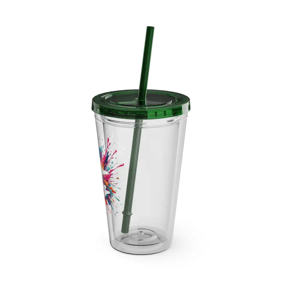 Sunsplash 16oz Tumbler with Straw - Colorful Drinkware for Summer Fun Ideal Gift Parties and Outdoor Activities - Mug