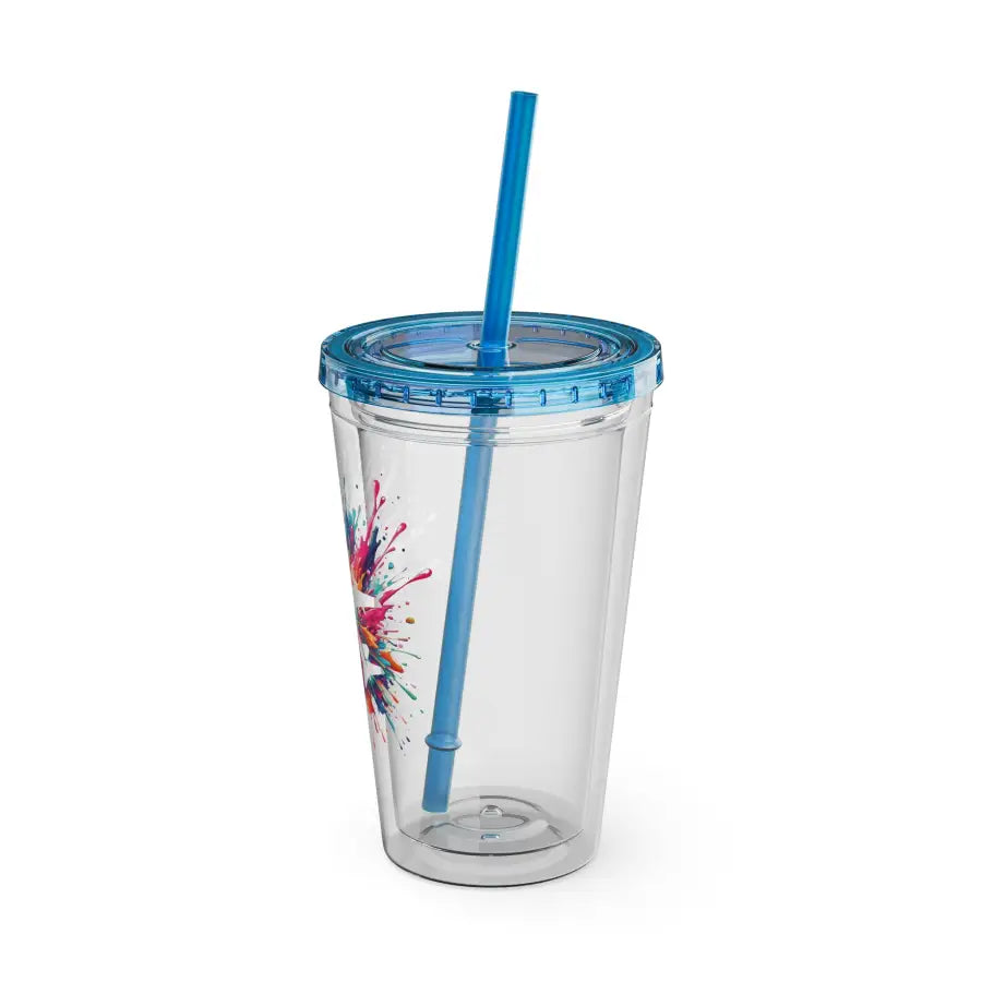 Sunsplash 16oz Tumbler with Straw - Colorful Drinkware for Summer Fun Ideal Gift Parties and Outdoor Activities - Mug
