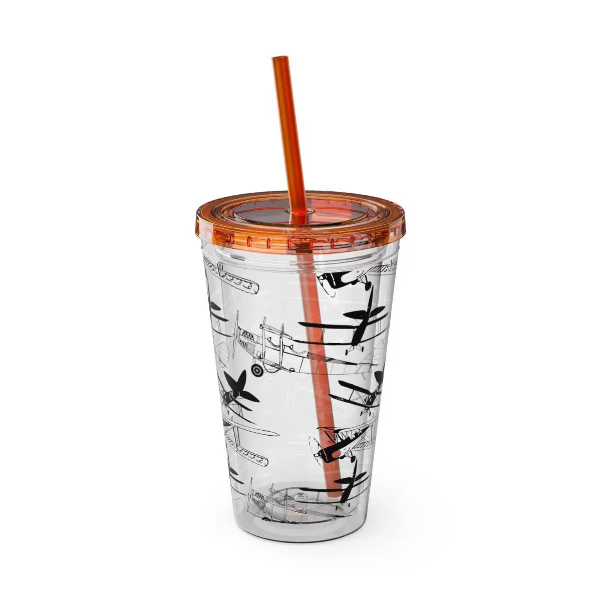 Sunsplash 16oz Tumbler with Straw - Stylish Drinkware for Daily Hydration - Mug - Pilot gifts - WWII warbird t-shirt