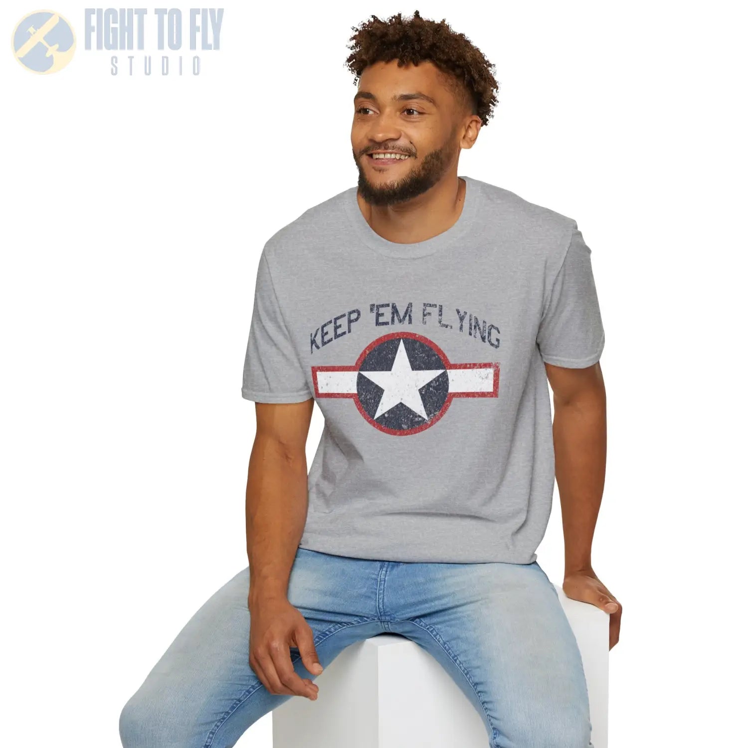 USAAF Roundel “Keep ’Em Flying” 1943 Red Outline - T-Shirt - Pilot gifts - WWII warbird t-shirt