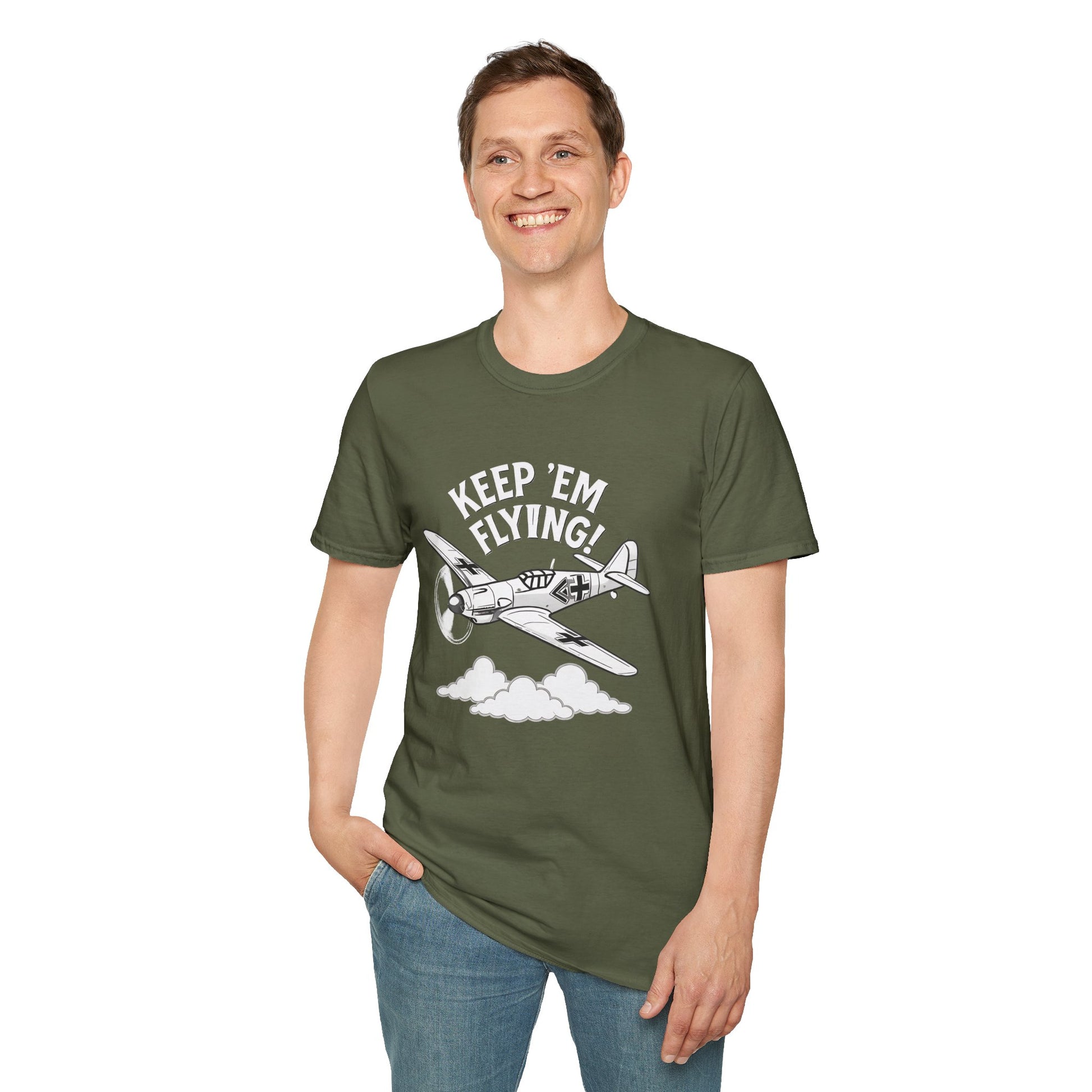 Bf 109 Premium T-Shirt – “Keep ’Em Flying!” WWII Fighter Graphic Tee - Pilot gifts - warbird t-shirt