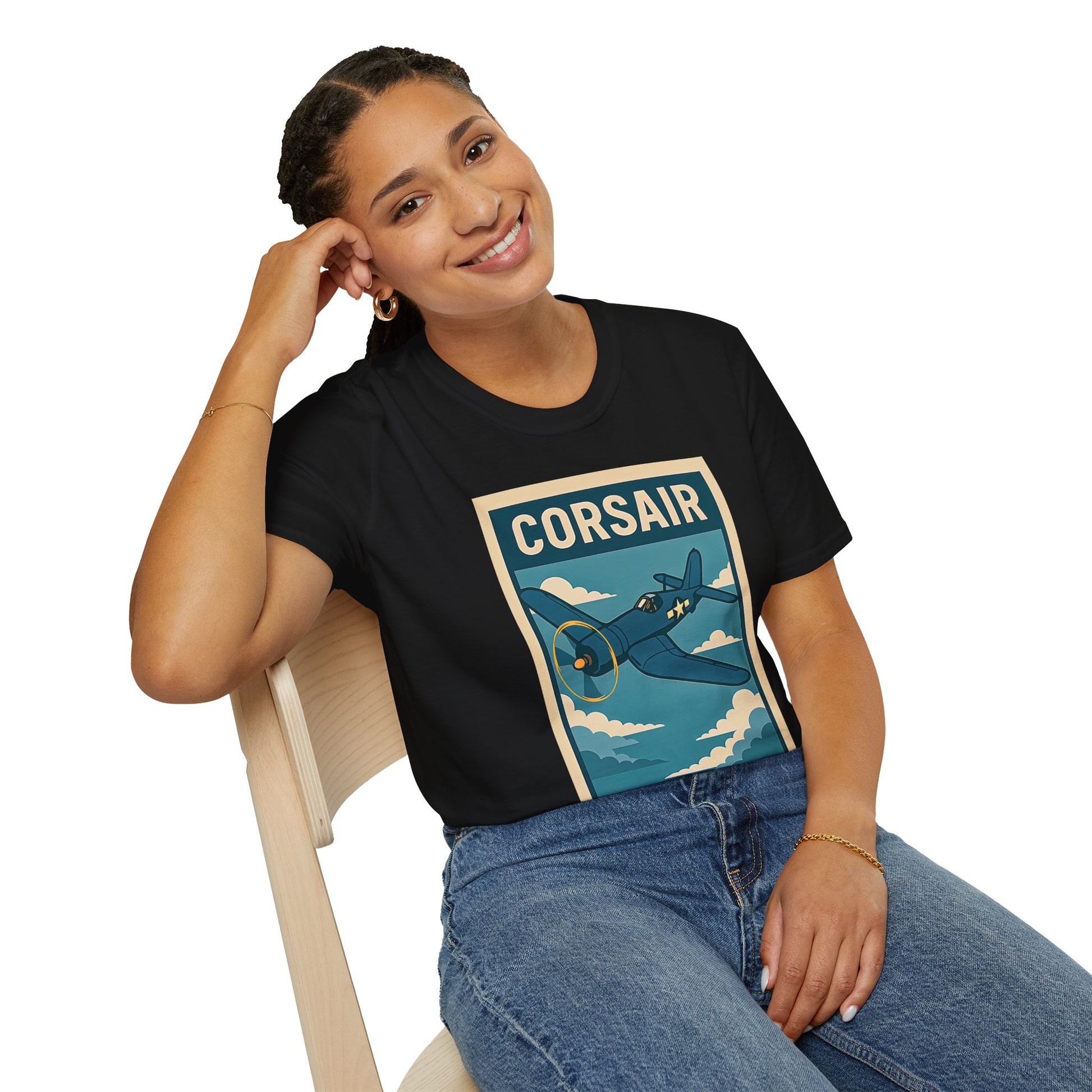F4U Corsair Premium T-Shirt – Bent-Wing Fighter Full Graphic WWII Aviation Tee - Pilot gifts - warbird t-shirt