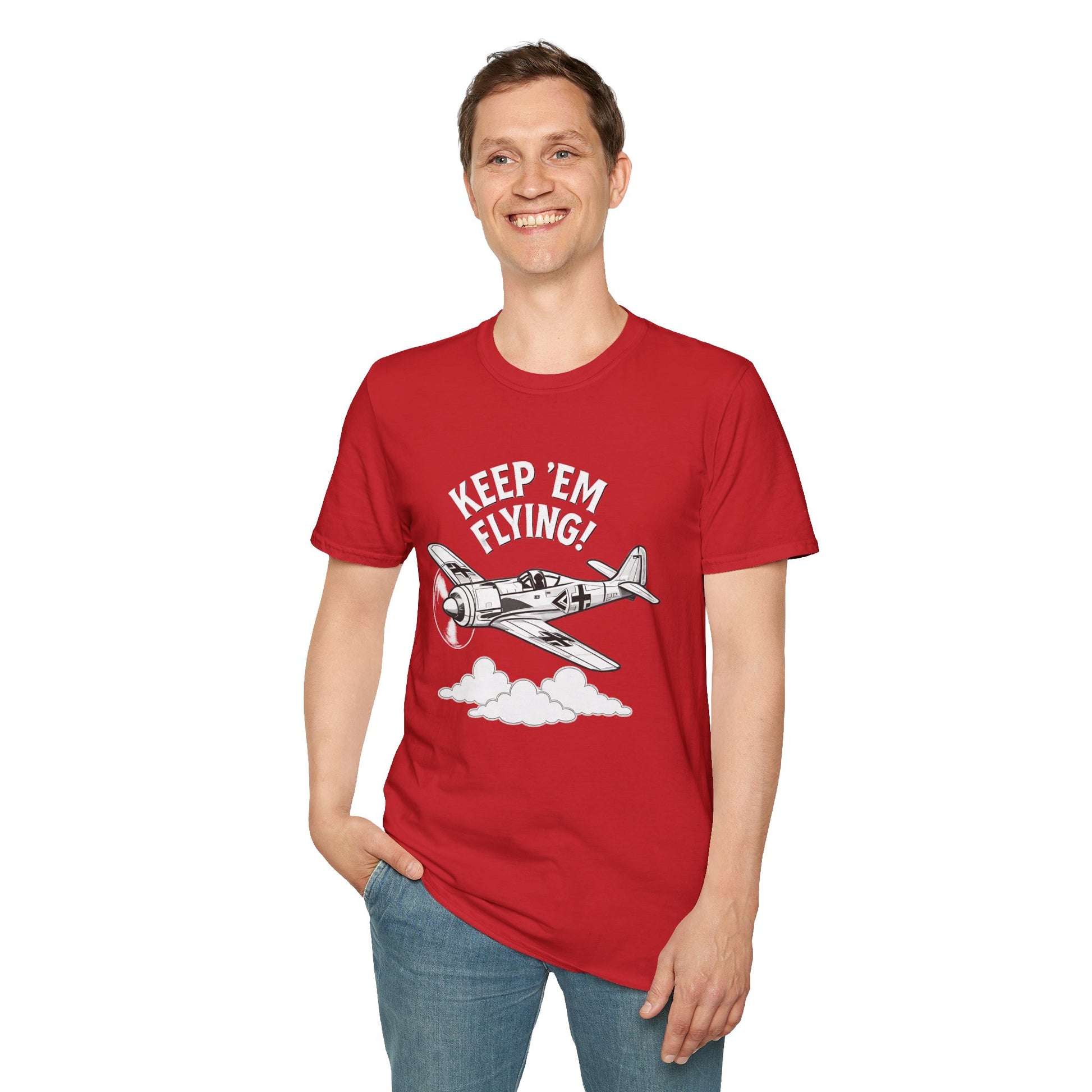 Fw 190 Premium T-Shirt – “Keep ’Em Flying!” WWII Fighter Graphic Tee - Pilot gifts - warbird t-shirt