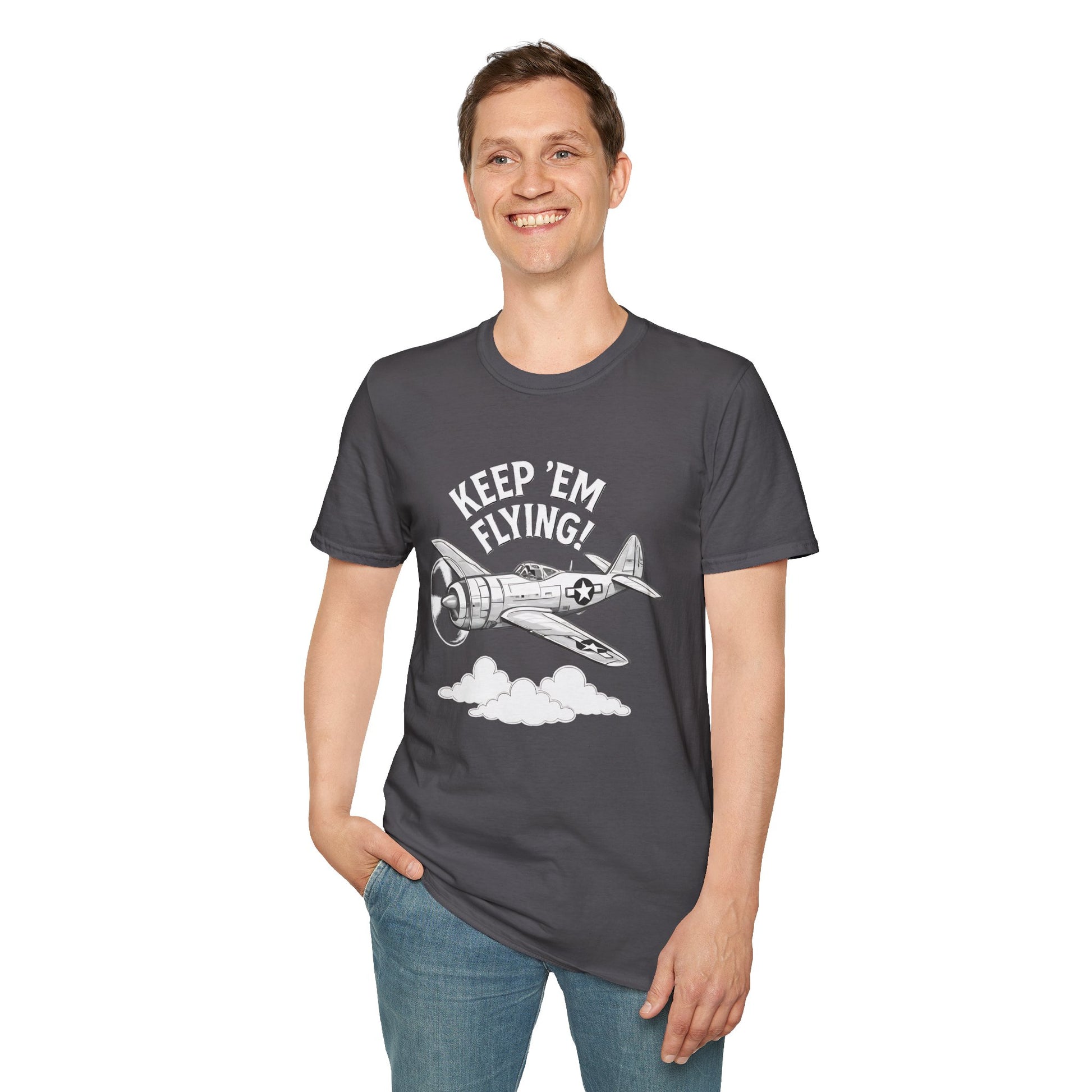 P-47 Premium T-Shirt – “Keep ’Em Flying!” WWII Jug Fighter Graphic Tee - Pilot gifts - warbird t-shirt