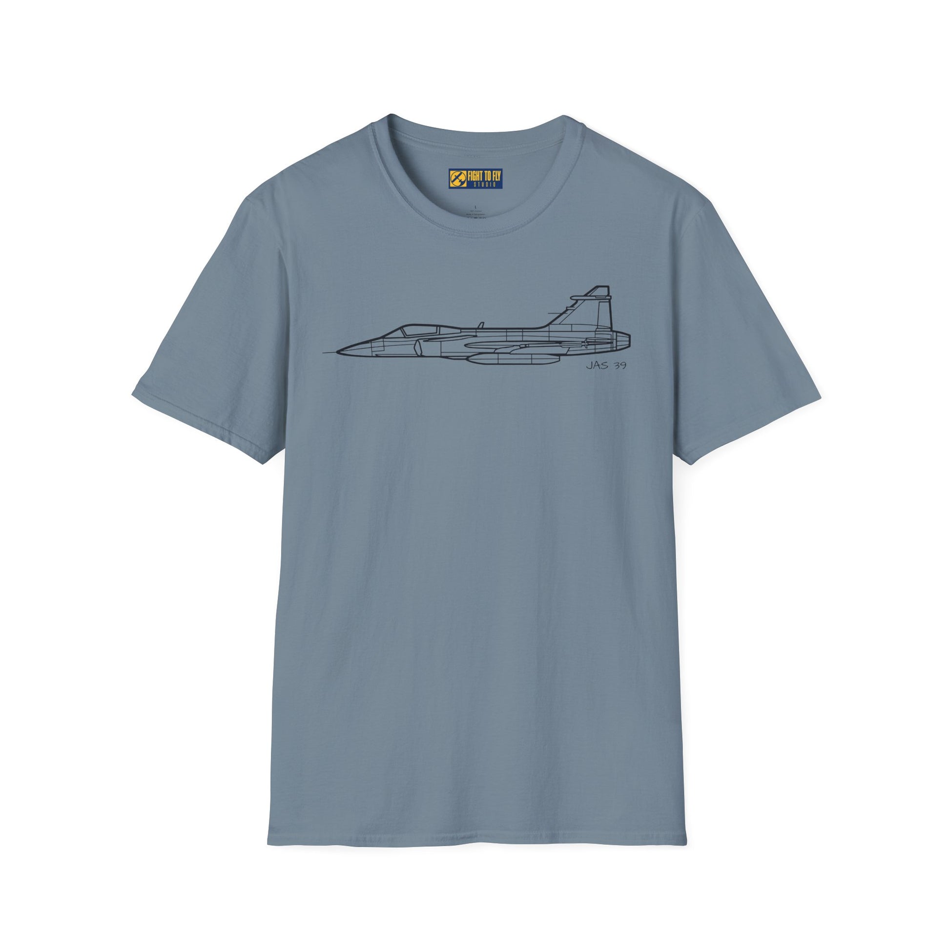JAS 39 T-Shirt – JAS 39 Multirole Fighter Jet Side Profile Aviation Tee