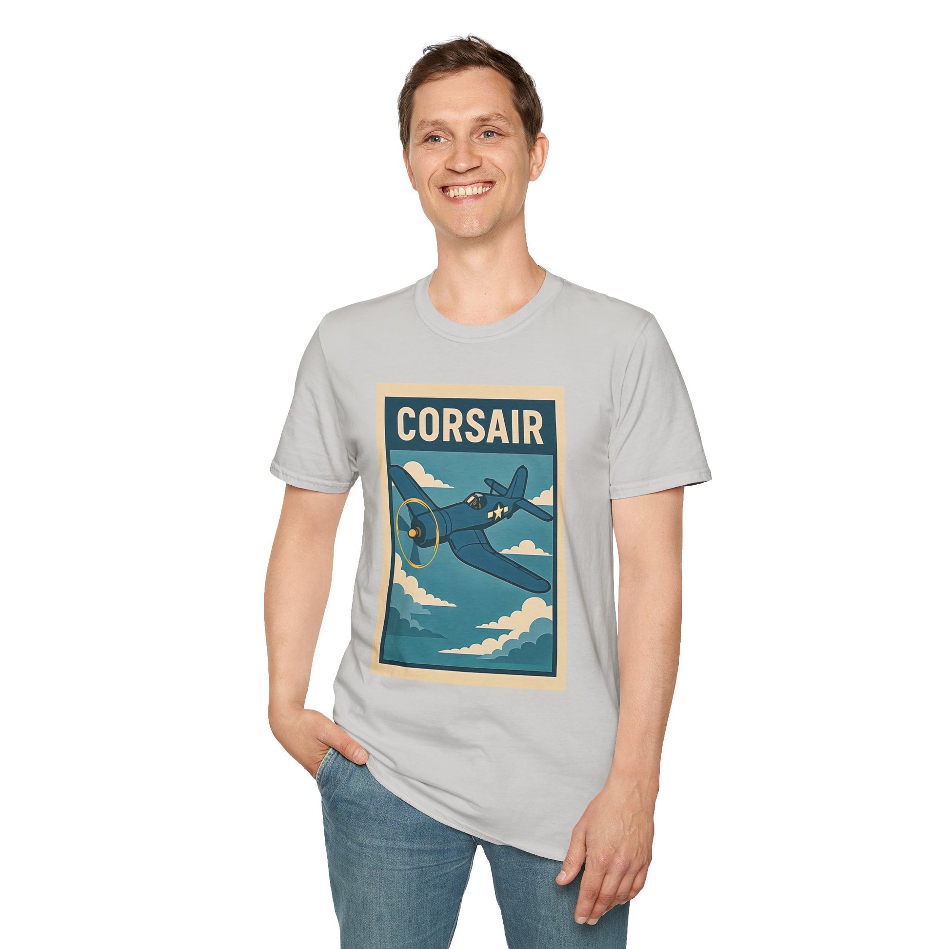 F4U Corsair Premium T-Shirt – Bent-Wing Fighter Full Graphic WWII Aviation Tee - Pilot gifts - warbird t-shirt