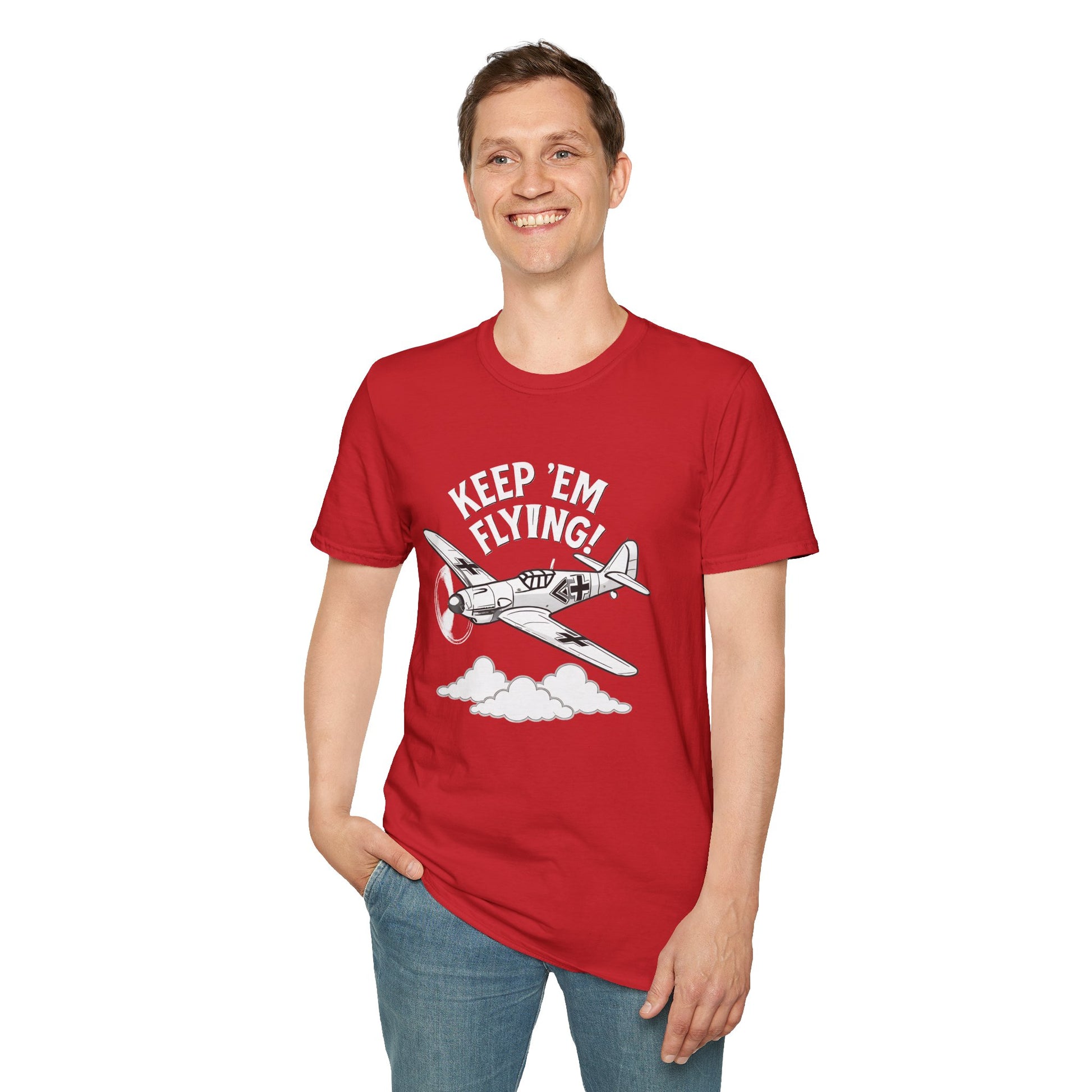 Bf 109 Premium T-Shirt – “Keep ’Em Flying!” WWII Fighter Graphic Tee - Pilot gifts - warbird t-shirt