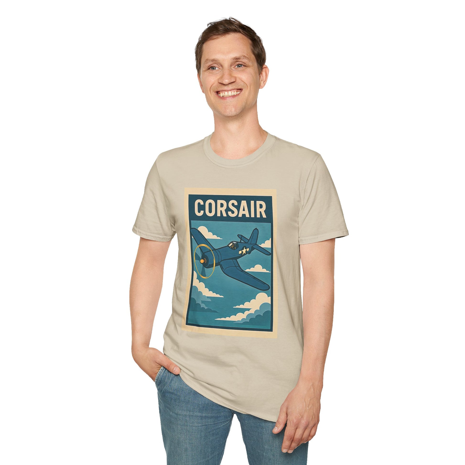 F4U Corsair Premium T-Shirt – Bent-Wing Fighter Full Graphic WWII Aviation Tee - Pilot gifts - warbird t-shirt
