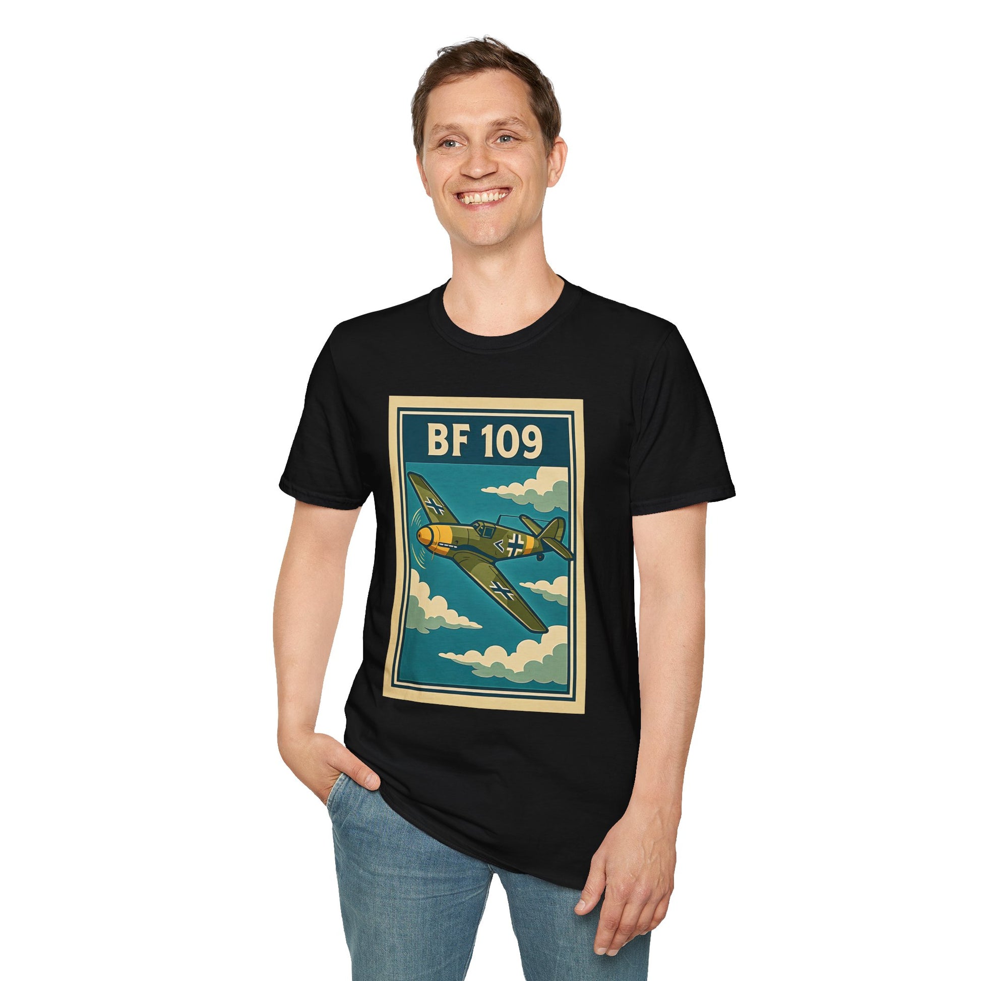 Bf 109 Premium T-Shirt – Iconic WWII Fighter Full Print Aviation Tee - Pilot gifts - warbird t-shirt