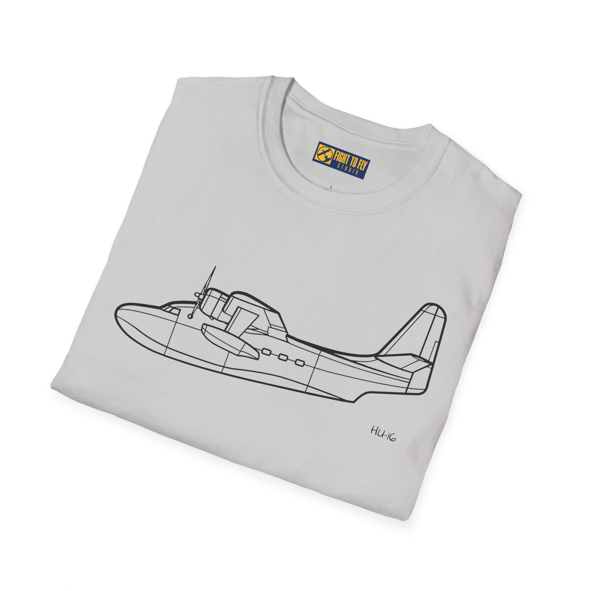 HU-16 T-Shirt – HU-16 Amphibious Rescue Aircraft Side Profile Aviation Tee