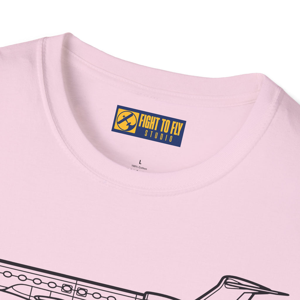 G650 T-Shirt – Gulfstream G650 Private Jet Side Profile Aviation Tee