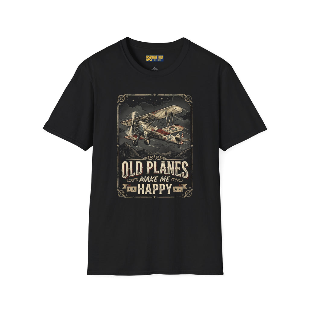 Old Planes Make Me Happy Vintage Biplane Tee