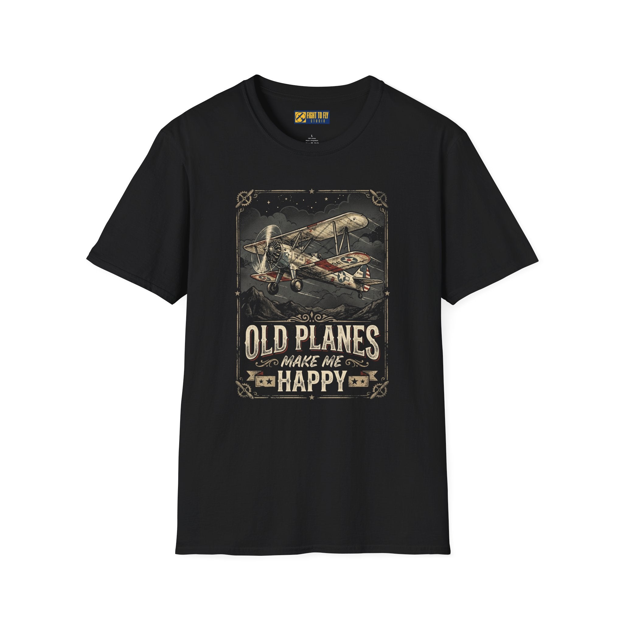 Old Planes Make Me Happy Vintage Biplane Tee