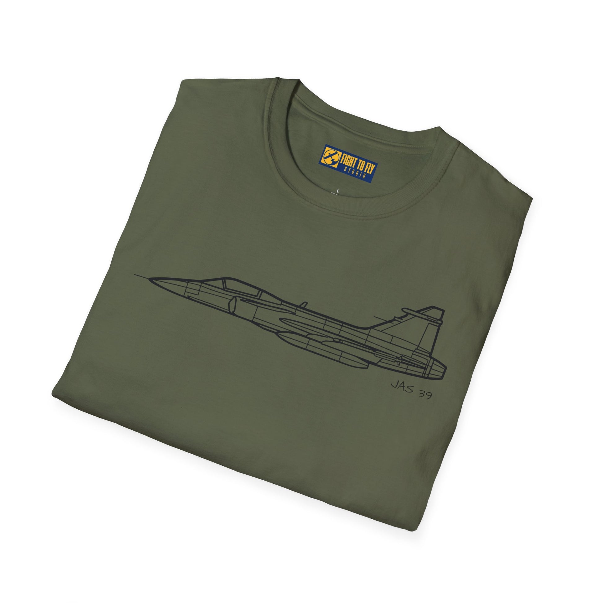 JAS 39 T-Shirt – JAS 39 Multirole Fighter Jet Side Profile Aviation Tee