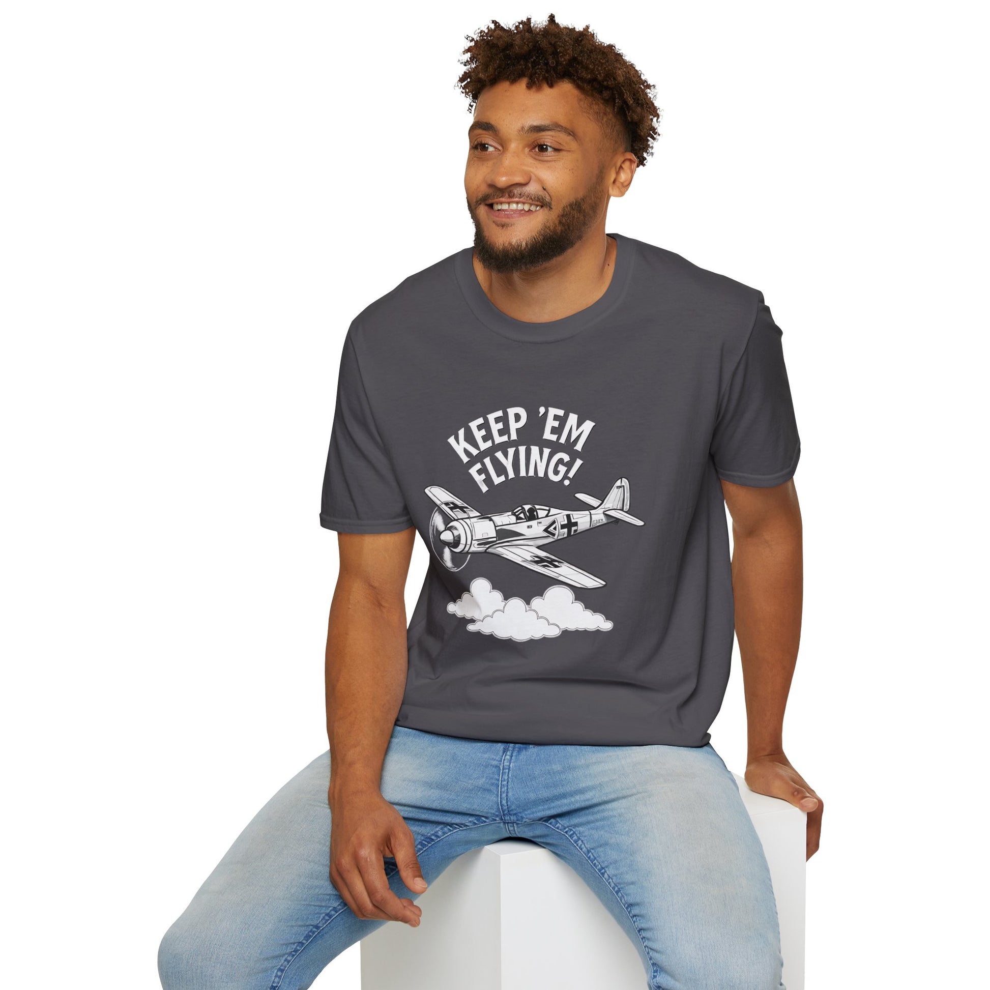Fw 190 Premium T-Shirt – “Keep ’Em Flying!” WWII Fighter Graphic Tee - Pilot gifts - warbird t-shirt