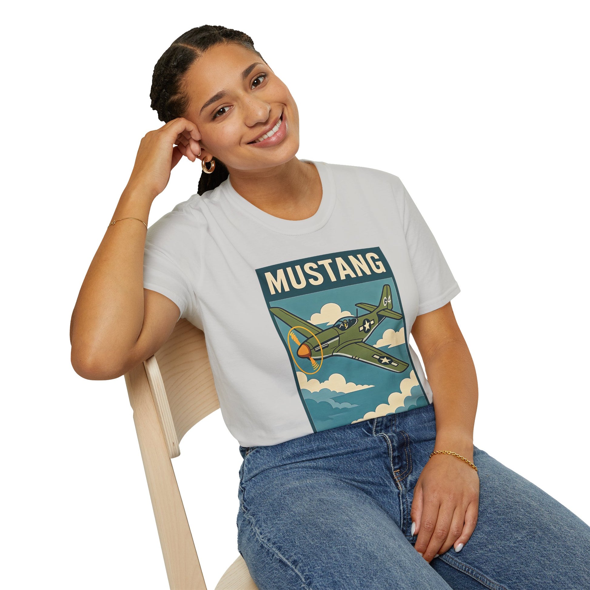 Mustang Premium T-Shirt – Long-Range Escort Fighter Full Graphic WWII Tee - Pilot gifts - warbird t-shirt